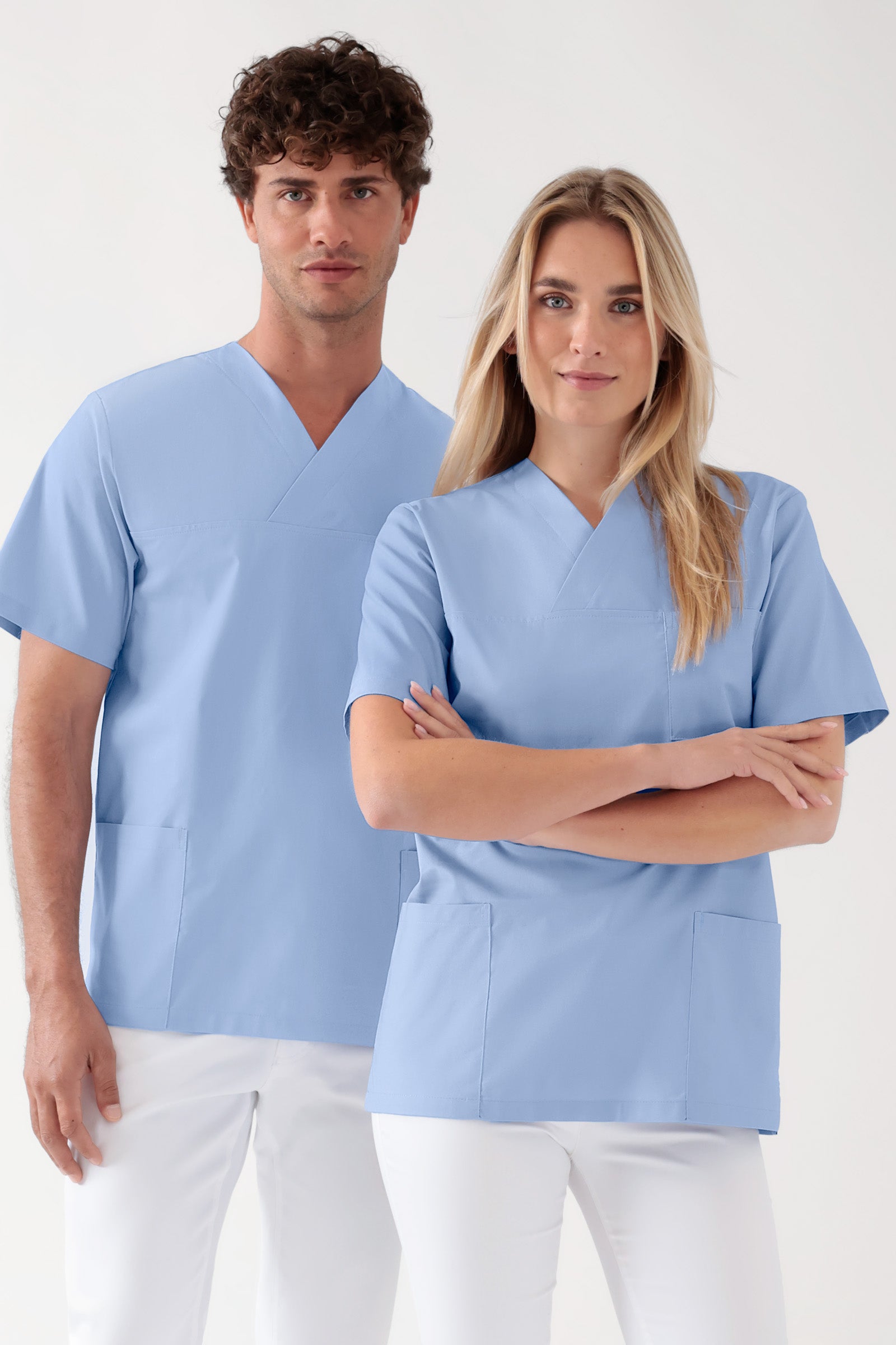 Baumwolle Schlupfkasack Unisex - Doppelpack light blue, Vorderansicht 