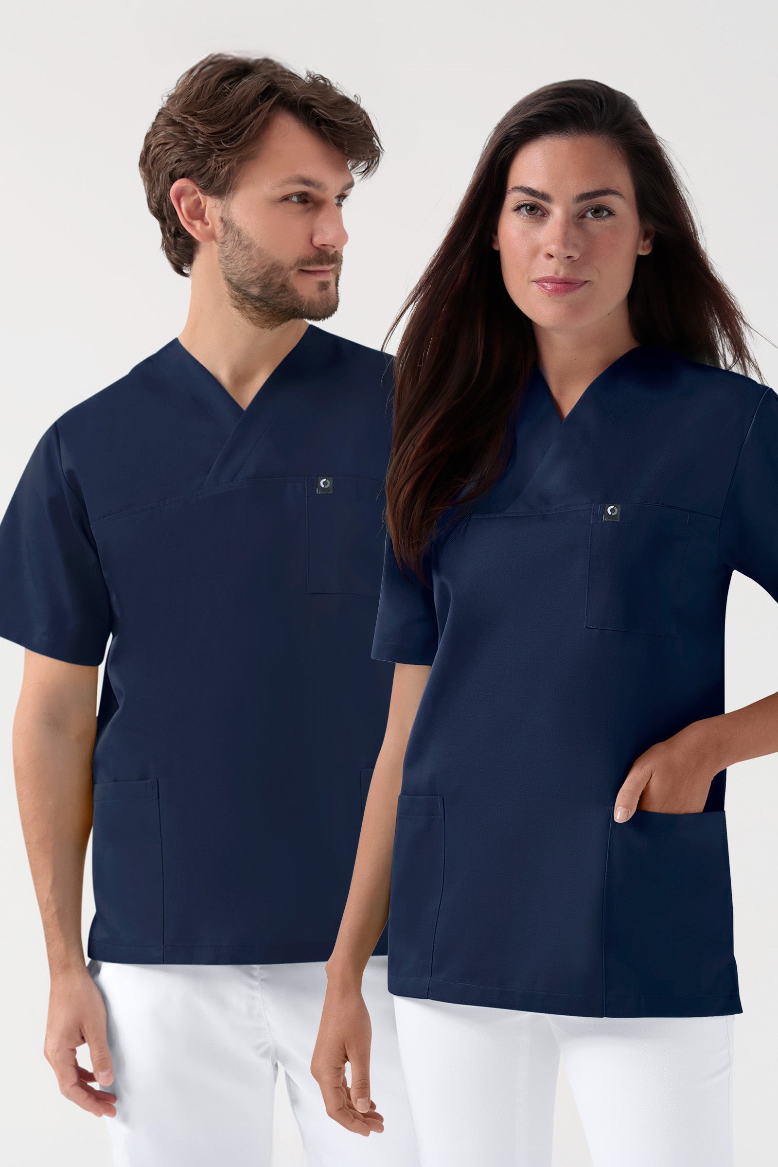 GREEN Stretch Schlupfkasack Unisex - V-Ausschnitt navy, Vorderansicht 