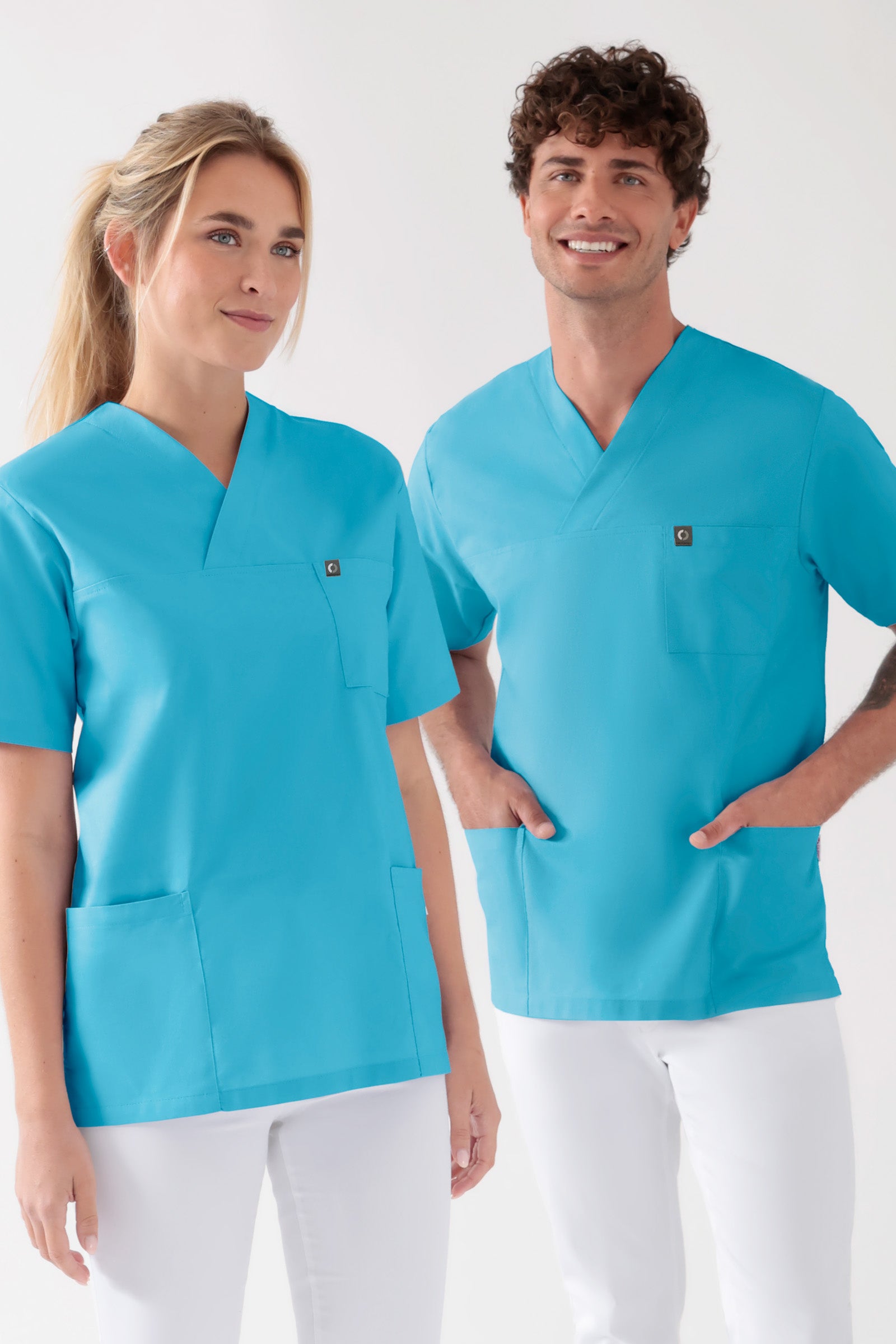 Baumwolle Schlupfkasack Unisex - Doppelpack türkis, Vorderansicht 