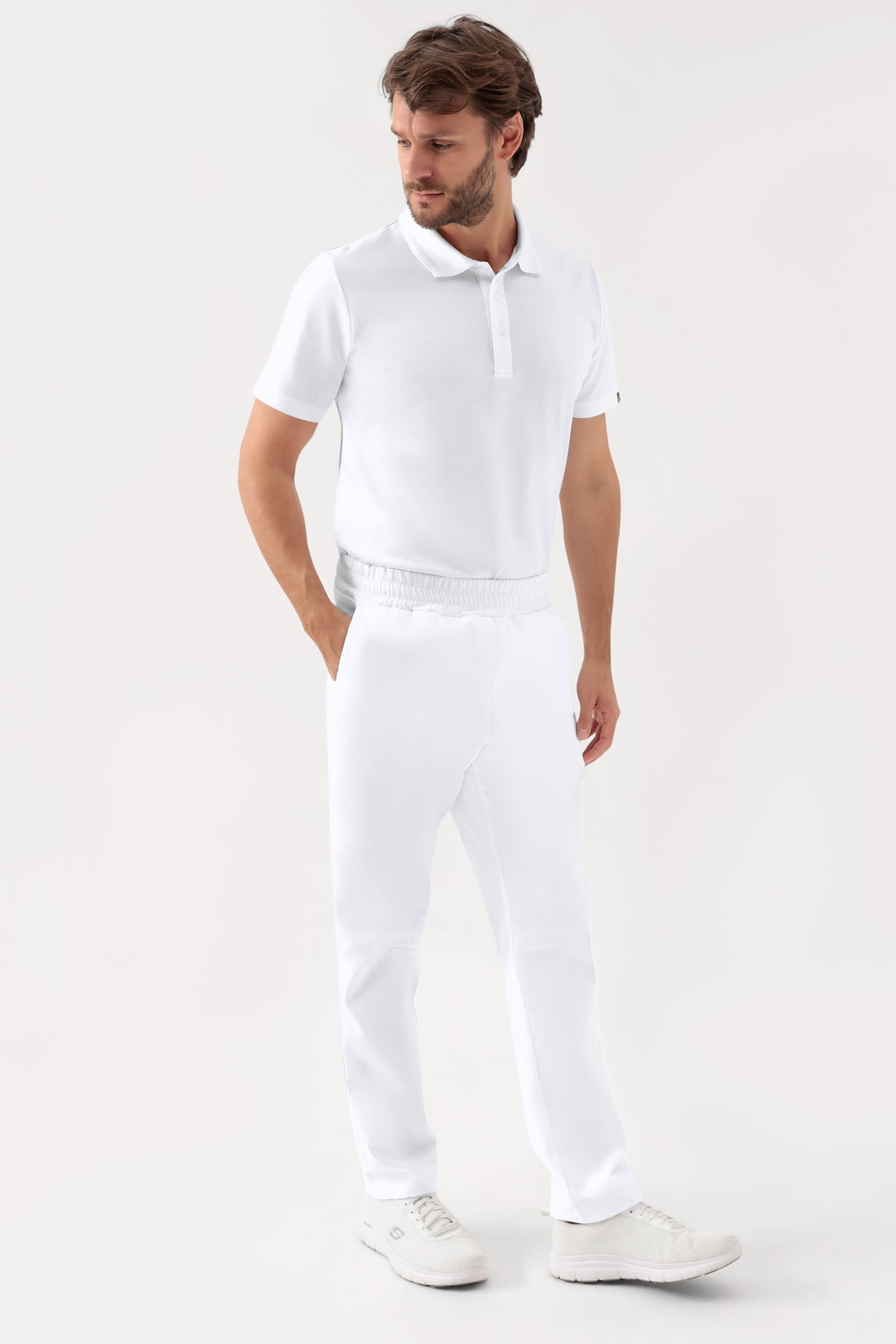 GREEN Stretch Hose Unisex - Rundumgummibund weiß, Vorderansicht 