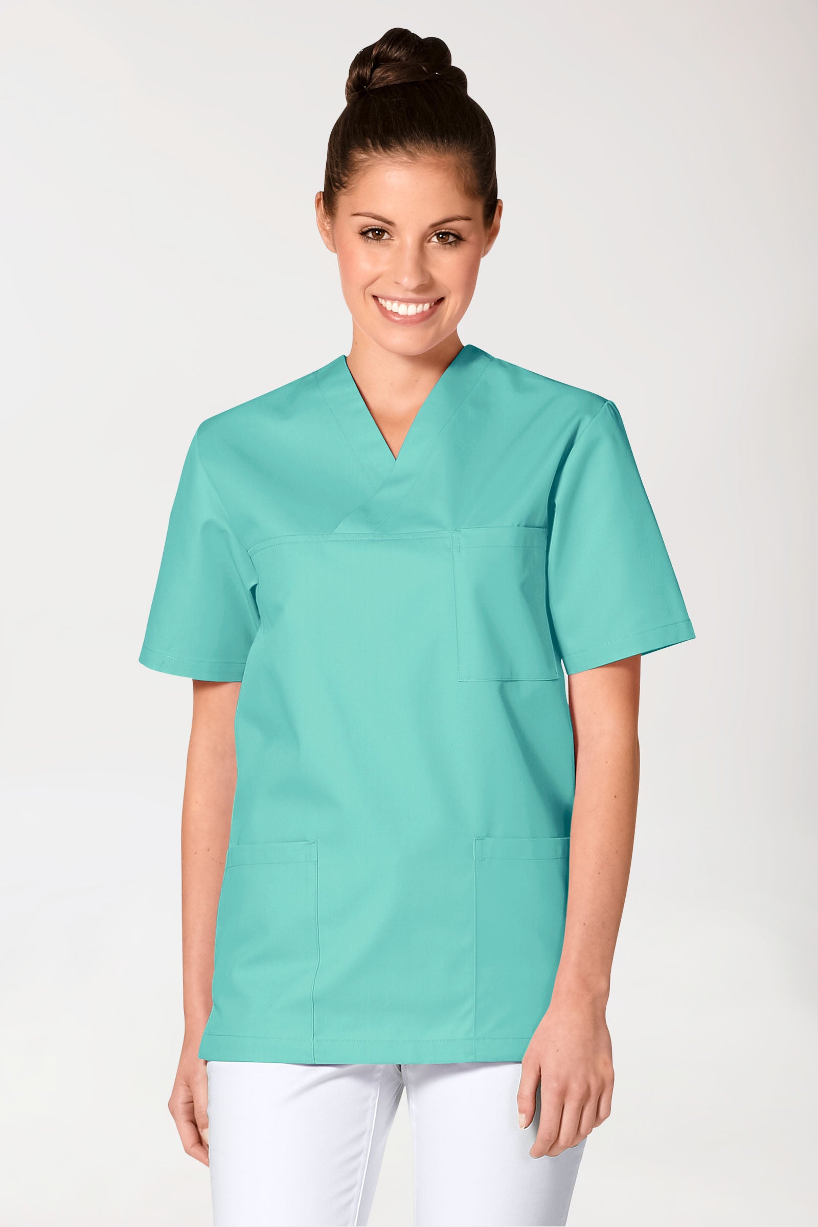 JUST STRONG Schlupfkasack Unisex - V-Ausschnitt aqua green, Vorderansicht 