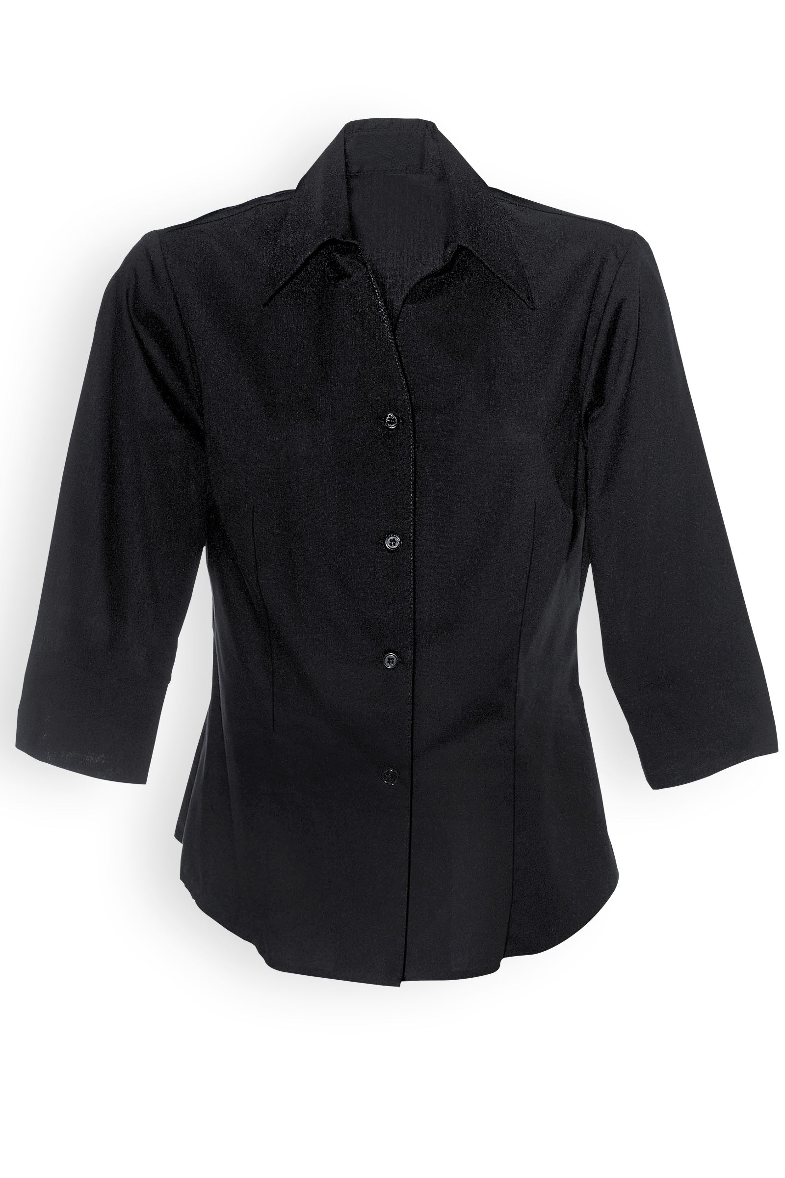 Damenbluse Schwarz mit 3/4-Arm, Vorderansicht 
