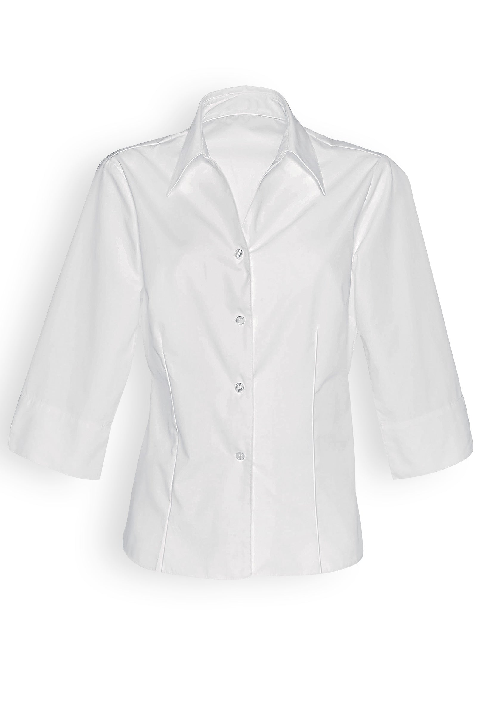 Damenbluse Weiß mit 3/4-Arm, Vorderansicht 