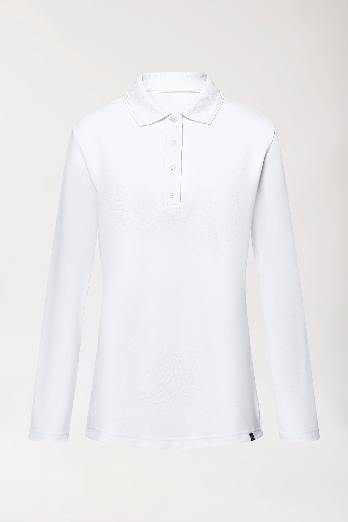 COMFY FLEX Stretch Longsleeve Damen - Polokragen weiß, Vorderansicht 