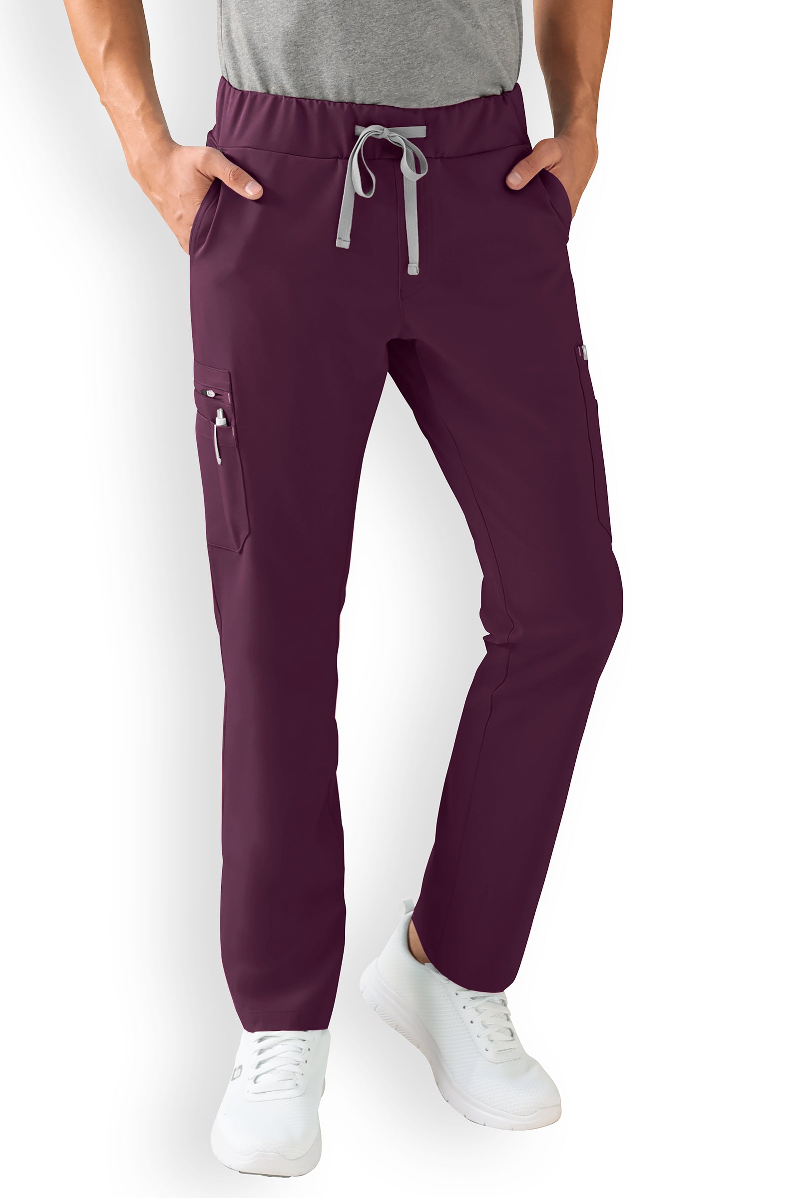 Stretchhose Herren - gerader Saum mit Beintaschen dark pflaume, Vorderansicht 