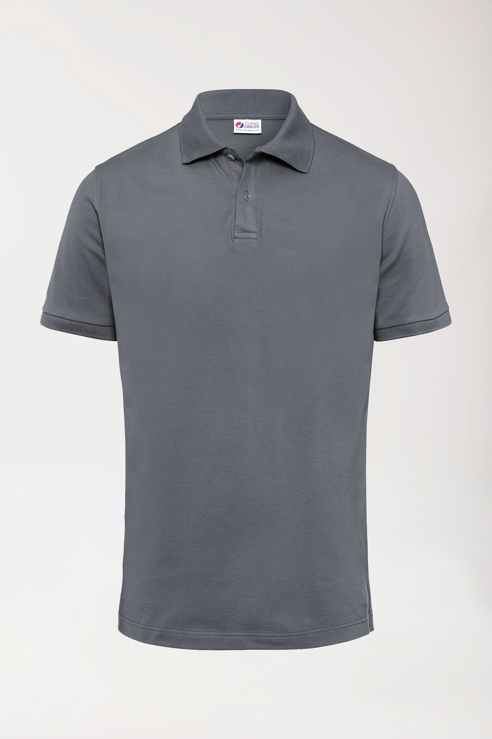 Stretch Shirt Herren - Polokragen steingrau, Vorderansicht 