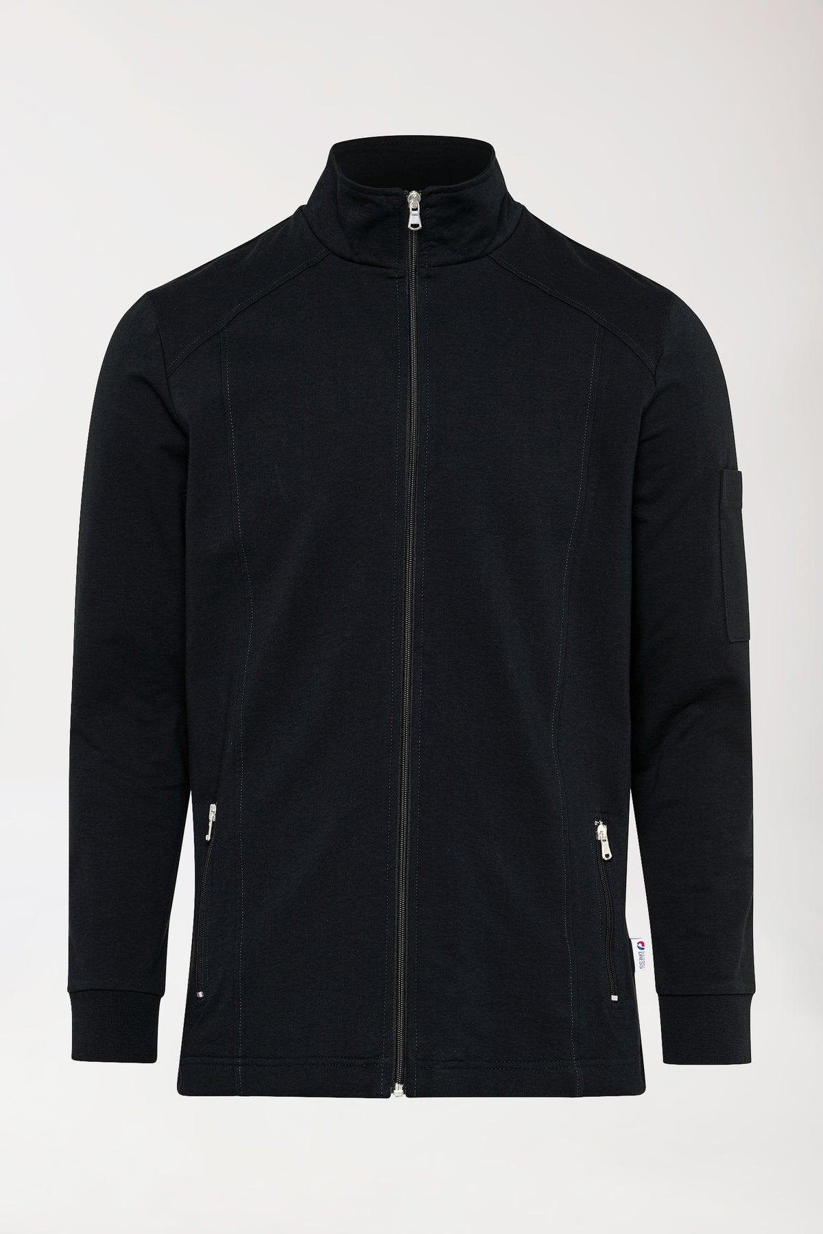 Sweatjacke Herren - Stehkragen schwarz, Vorderansicht 