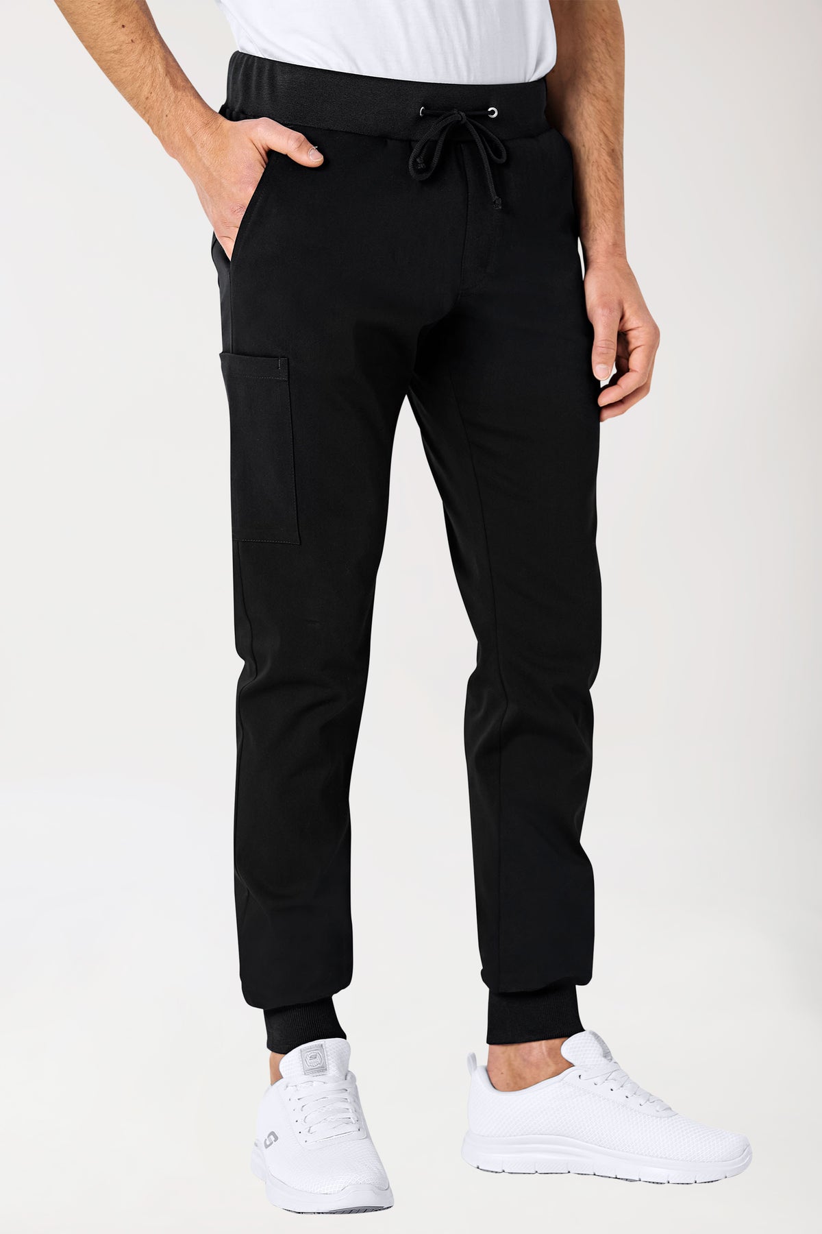 Stretch Hose Herren - Jogpants schwarz, Vorderansicht 
