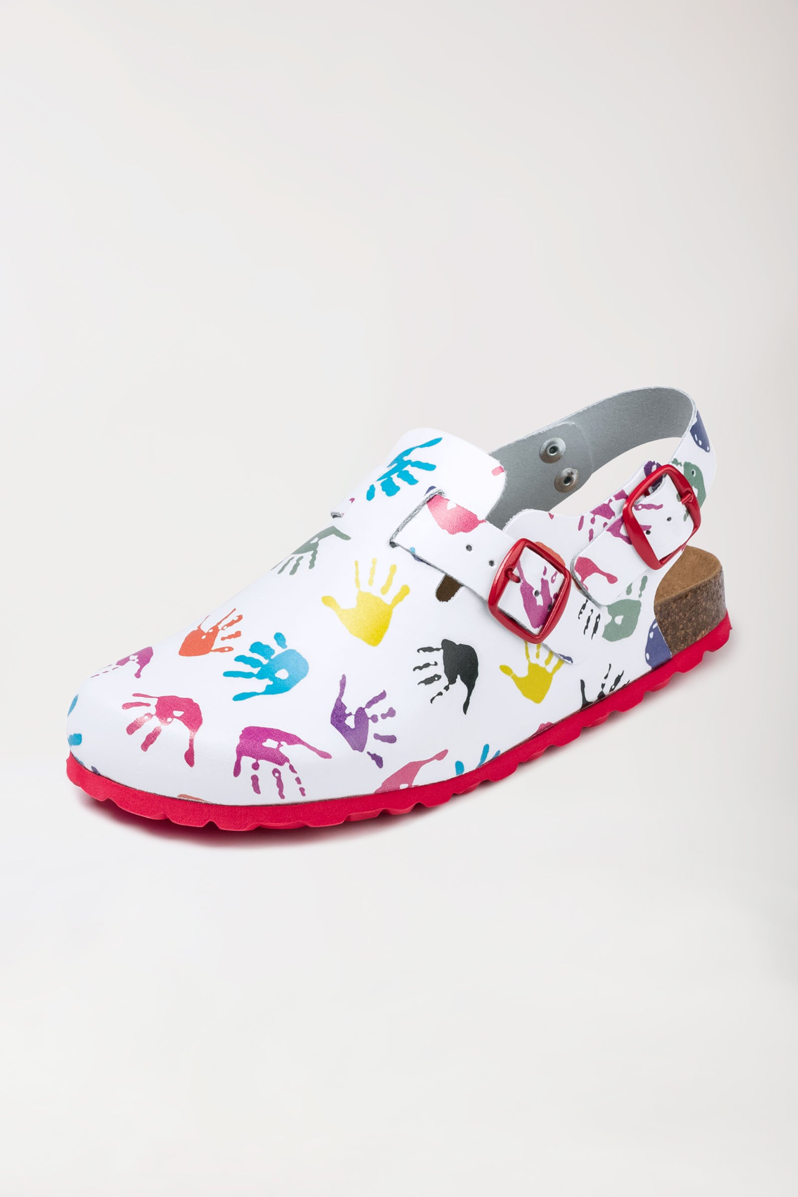 Damen Clog weiß/bunt, Vorderansicht 