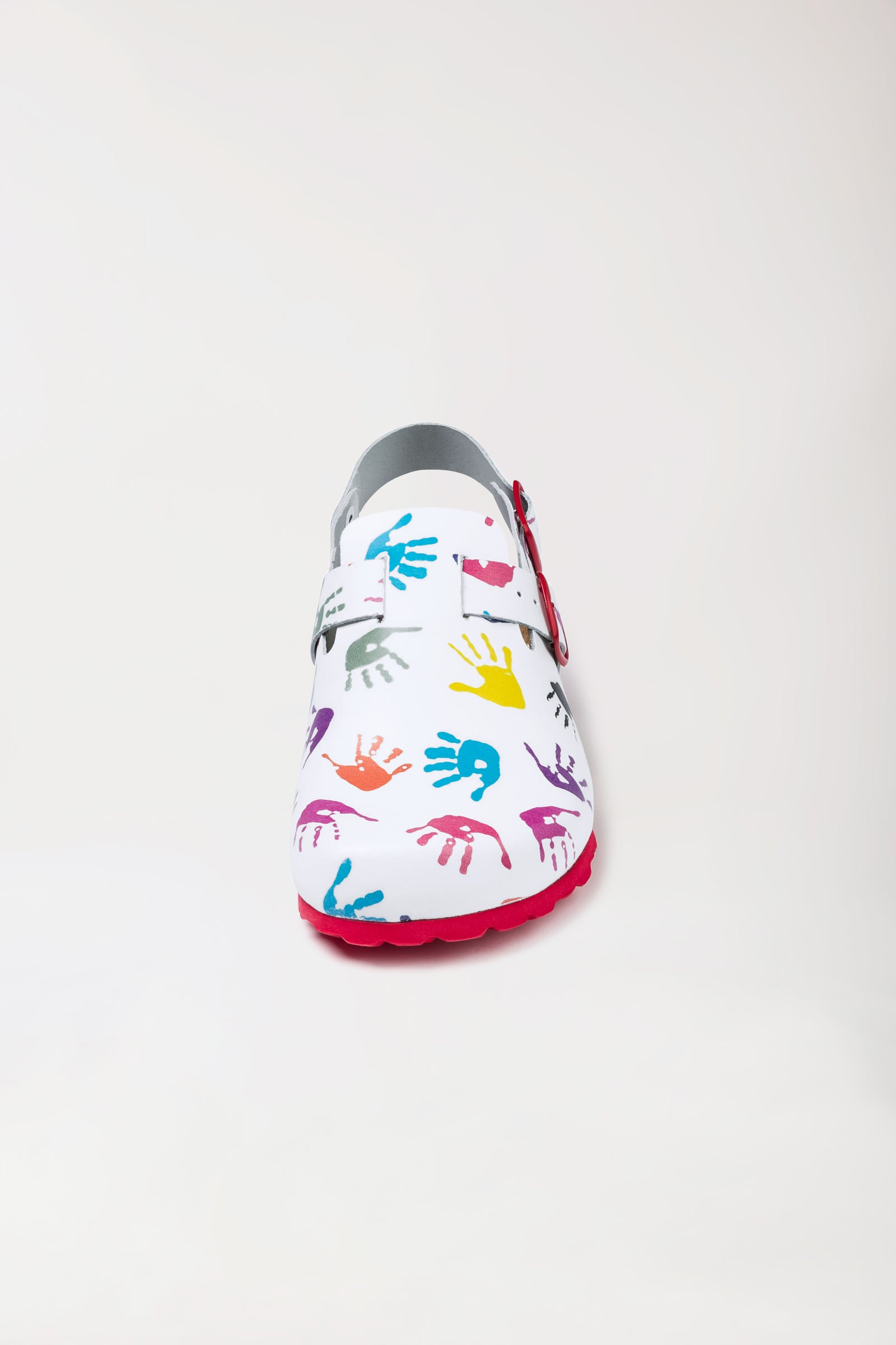 Damen Clog weiß/bunt, Vorderansicht 