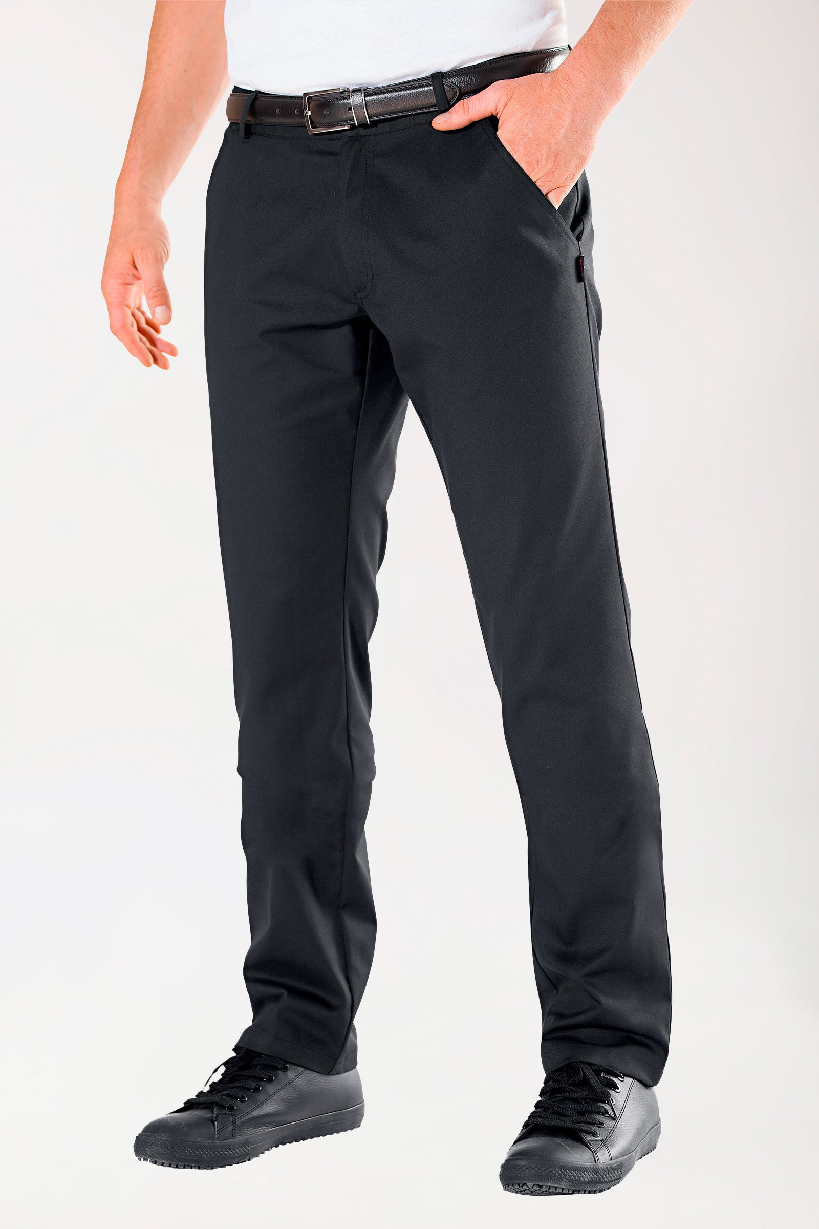 Gastro Stretch Hose Herren - Chino Style schwarz, Vorderansicht 