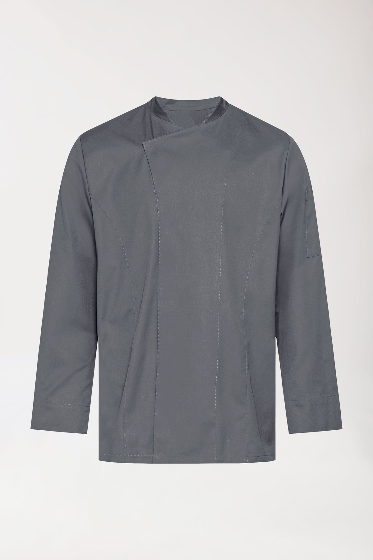 Gastro Kochjacke Herren - 1/1 Arm steingrau, Vorderansicht 