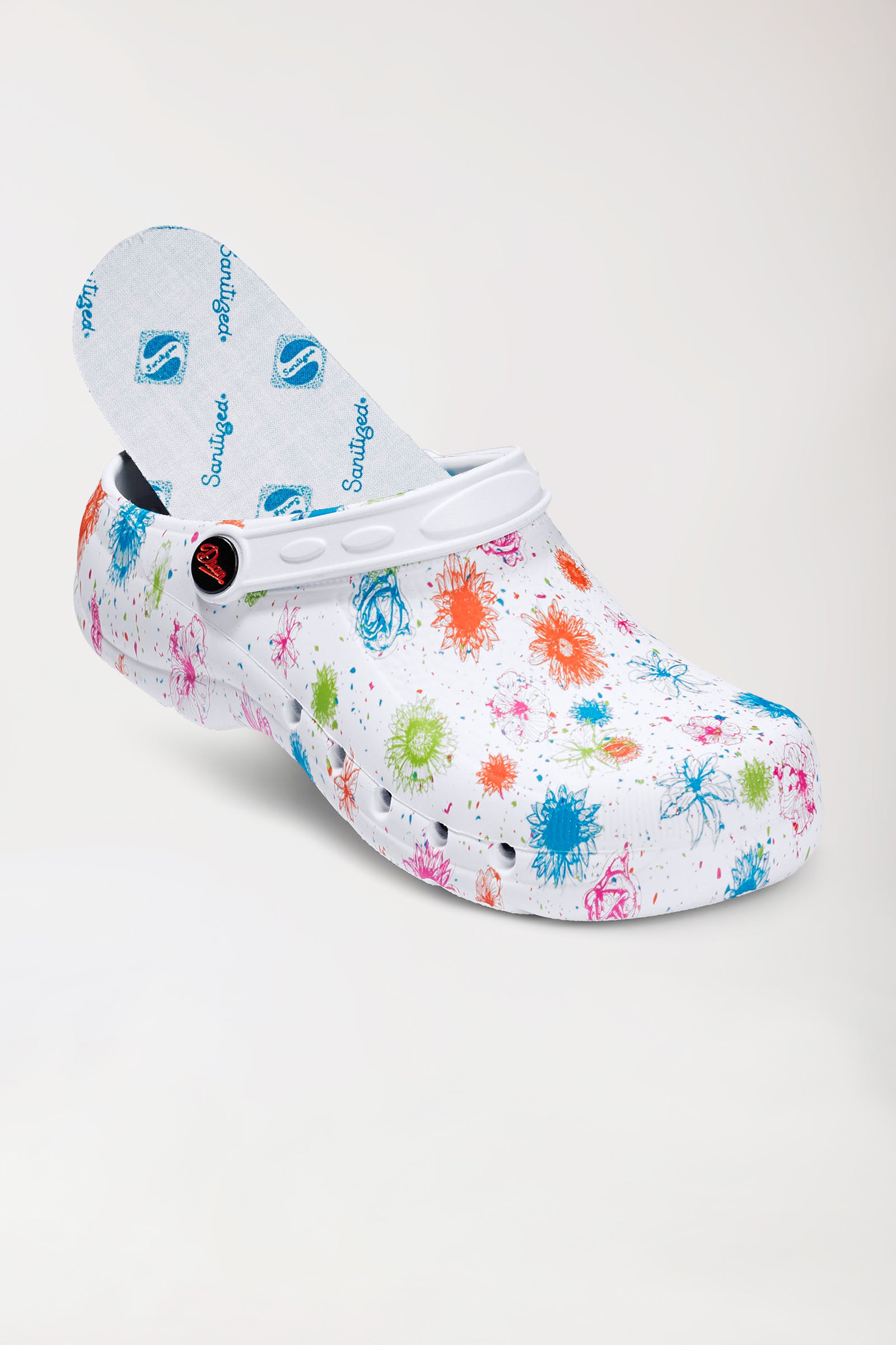 Unisex Berufsclog weiß/bunt, Vorderansicht 