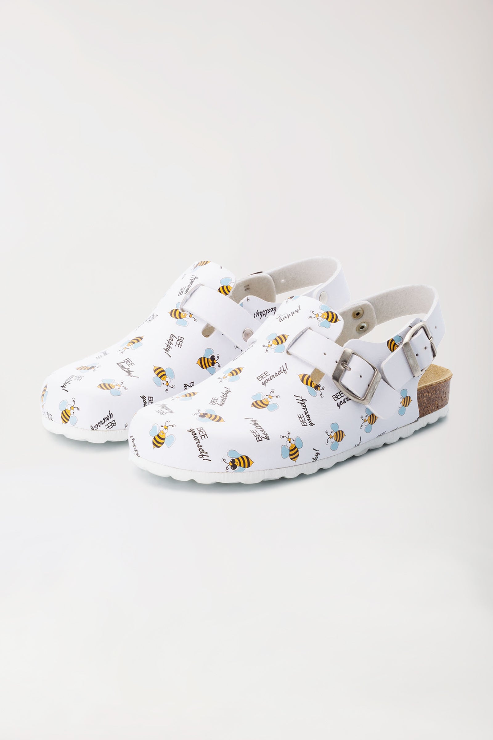 Unisex Clog weiß/gelb/schwarz, Vorderansicht 