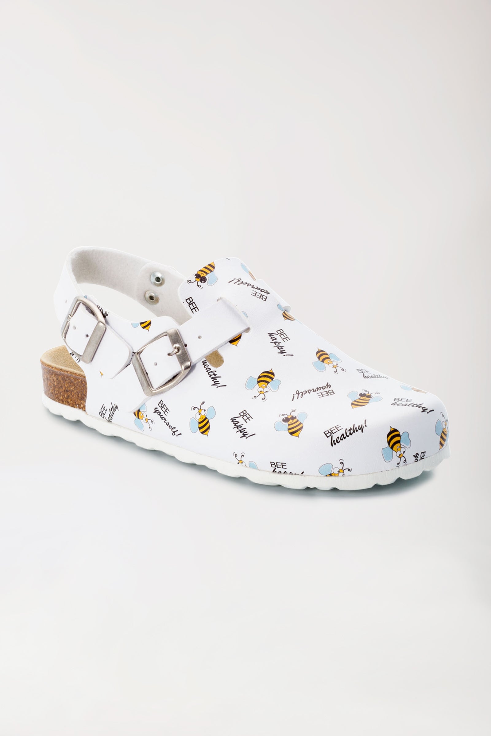 Unisex Clog weiß/gelb/schwarz, Vorderansicht 