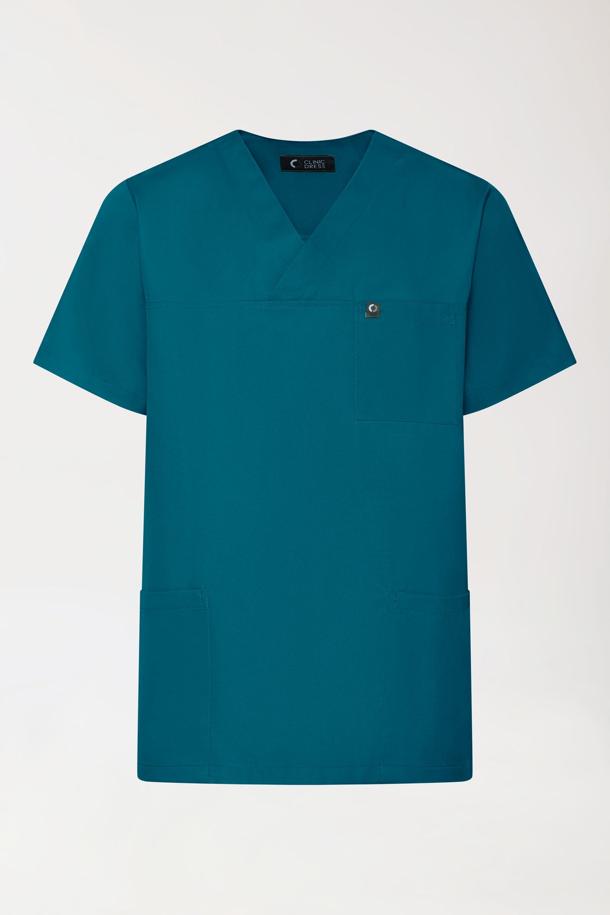 GREEN Stretch Schlupfkasack Unisex - V-Ausschnitt petrol, Vorderansicht 