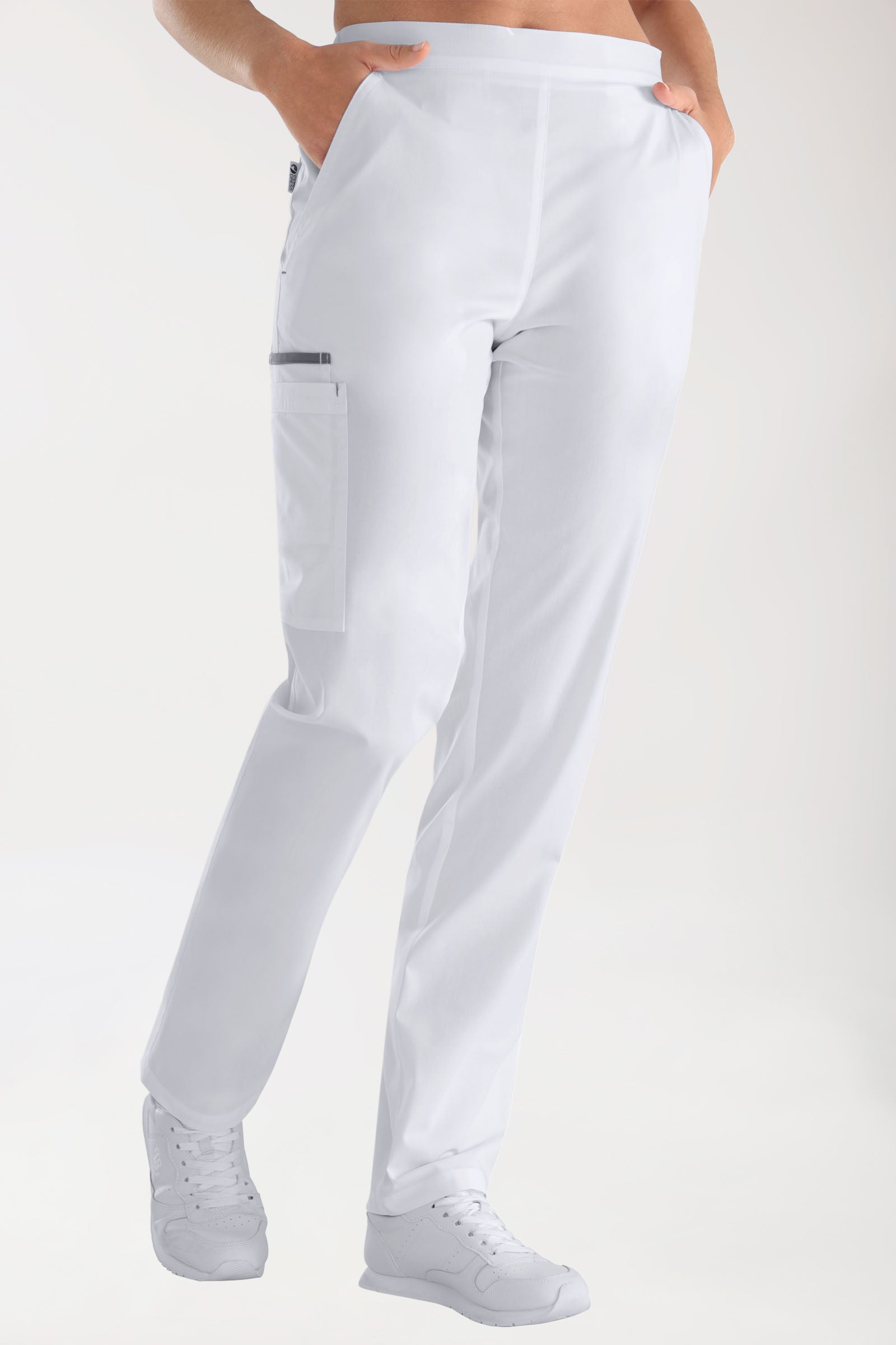 Hose Weiß mit Steingrau Unisex, Vorderansicht 