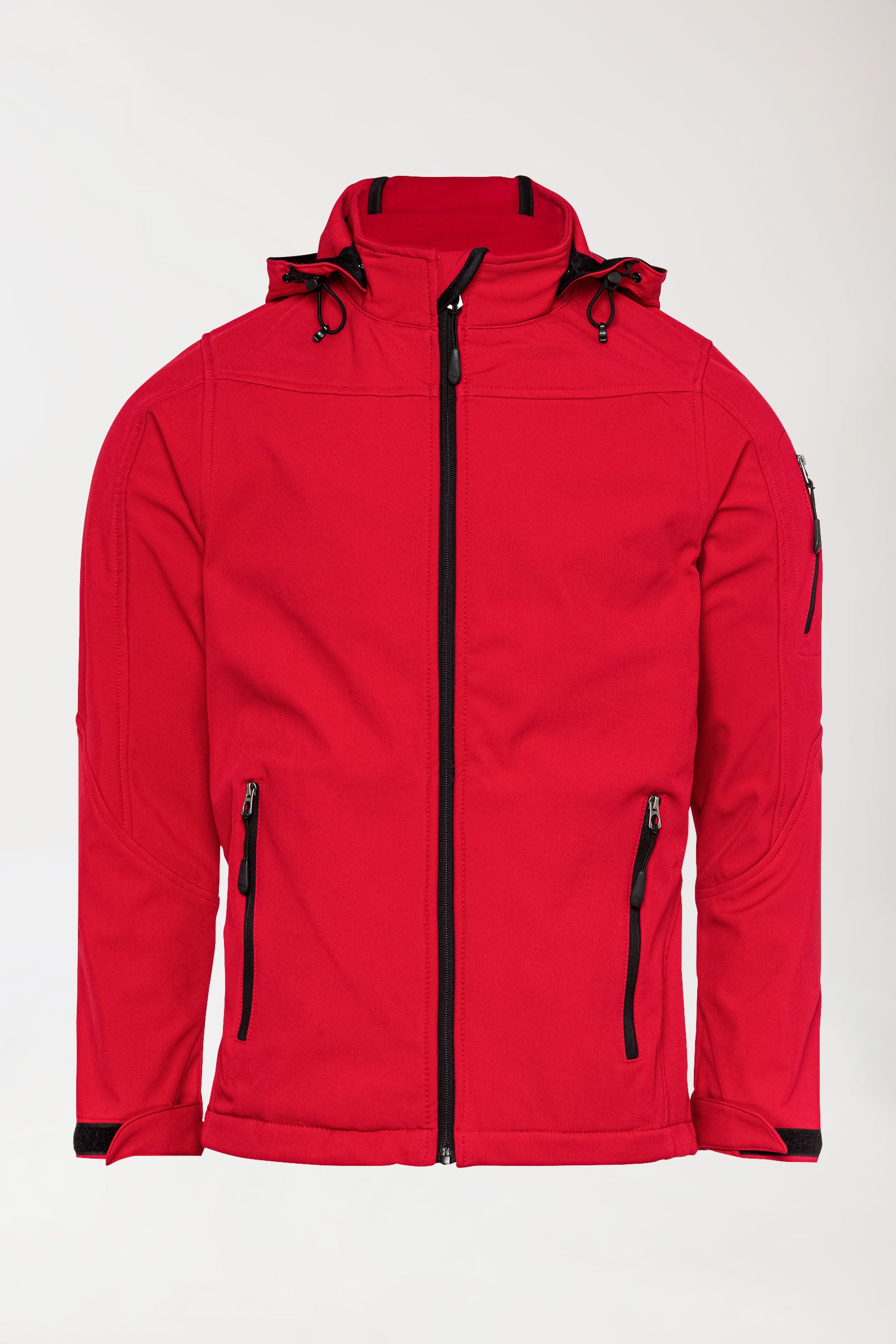 Softshell Jacken Unisex - mit Kapuze rot, Vorderansicht 
